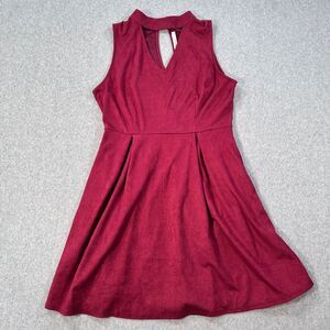 Charlie O by Kinnucans Mini Dress Women's Large Cranberry Faux Suede Sleeveless